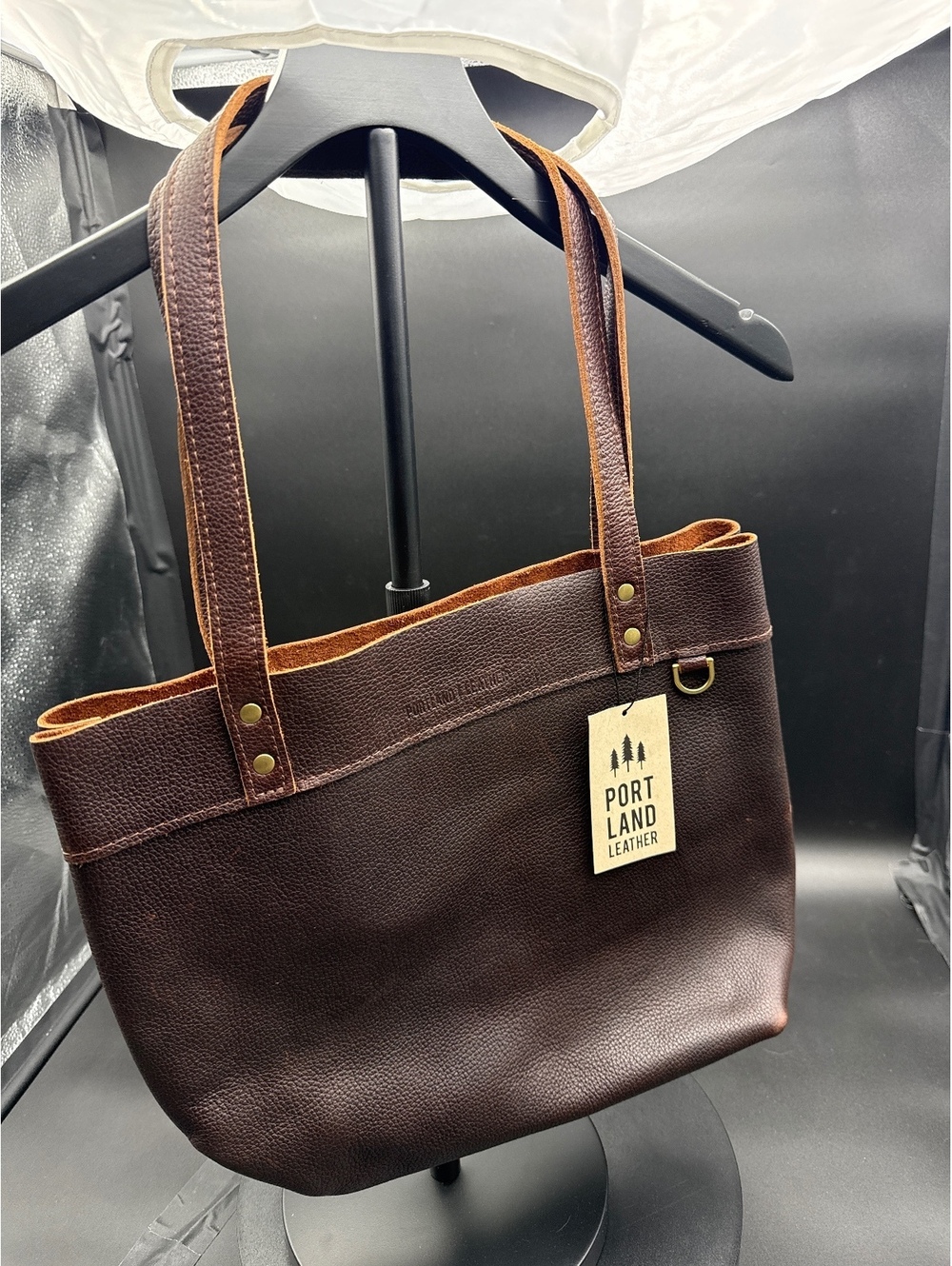 Portland Leather Dark Brown Genuine Leather Tote Bag
